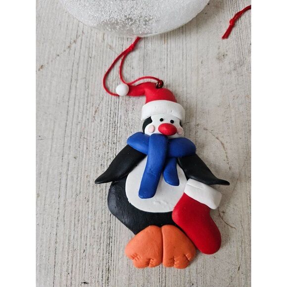 Glass cannon falls penguin ornament dough Xmas tree set - Picture 2 of 8
